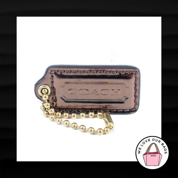 2" Medium COACH BRONZE MIRRORED LEATHER BRASS FOB BAG CHARM KEYCHAIN HANG TAG - Picture 1 of 1